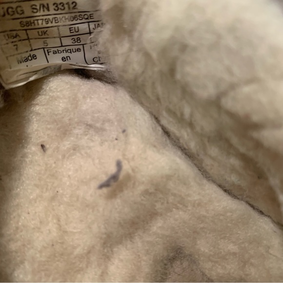 Ugg ANSLEY Hickory Sand suede shearling slipper shoes slip on women's size 7 - Picture 6 of 8